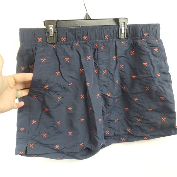 The North Face Pull On Mens Pickaxe Design Navy Blue Red Shorts Sz Medium - Picture 2 of 10